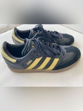 Adidas Messi Black and Gold Samba Sneakers